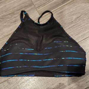 EUC Athleta Women's Sz S Black & Blue Striped Women's Sports Bra